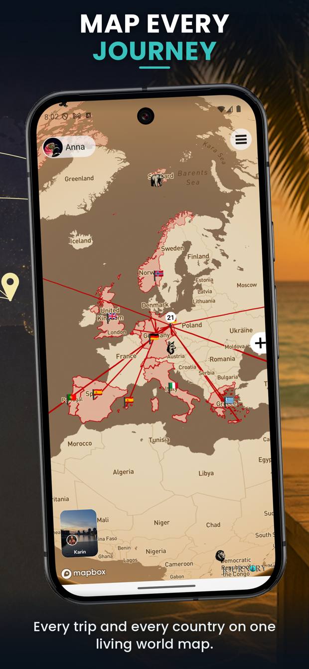 Your journeys on the world map