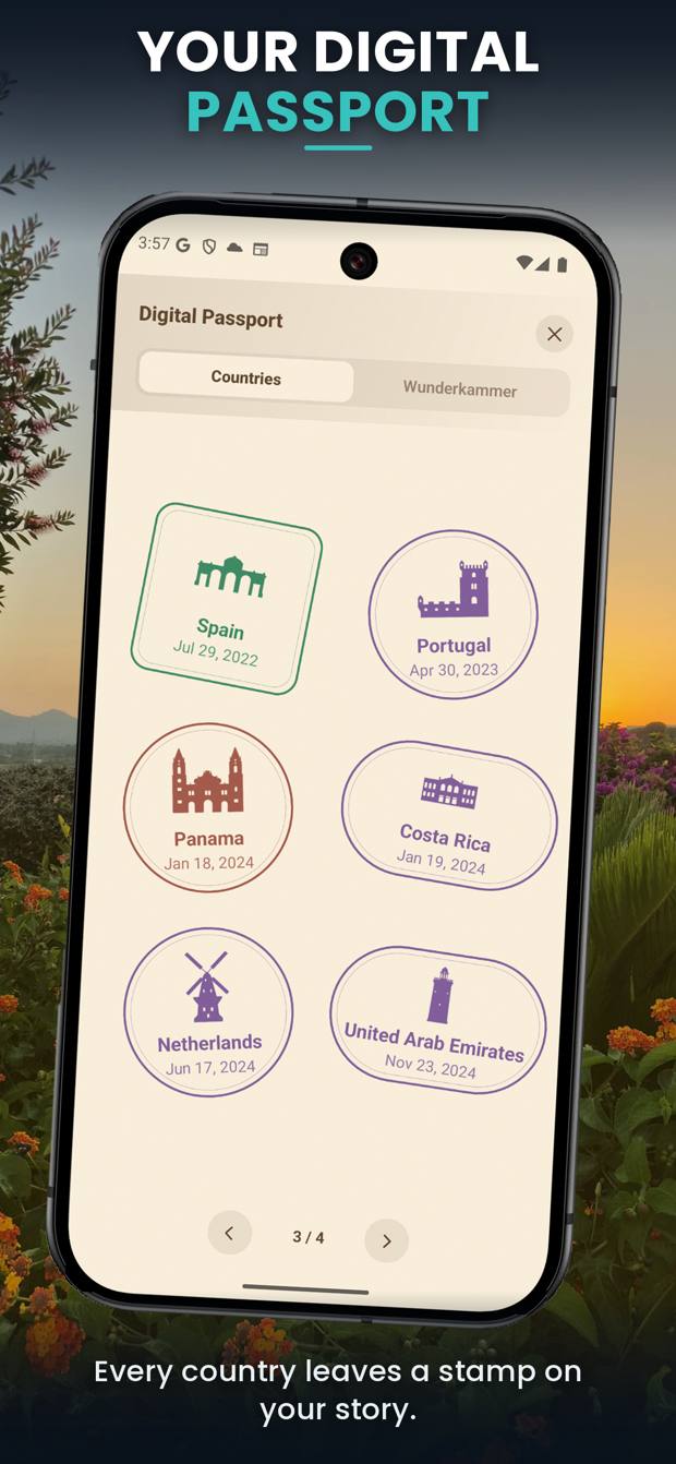 The digital passport with country stamps